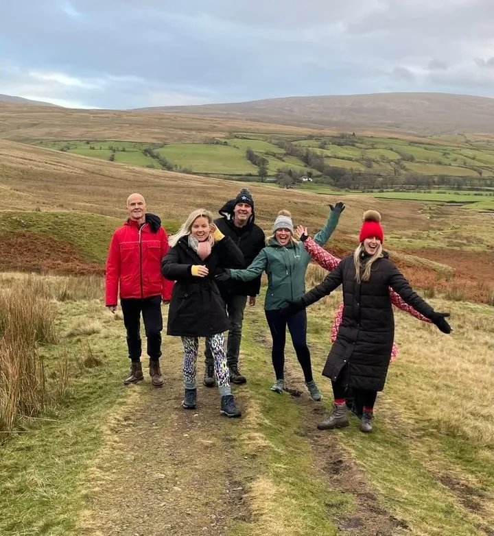 Retreat guests out walking together